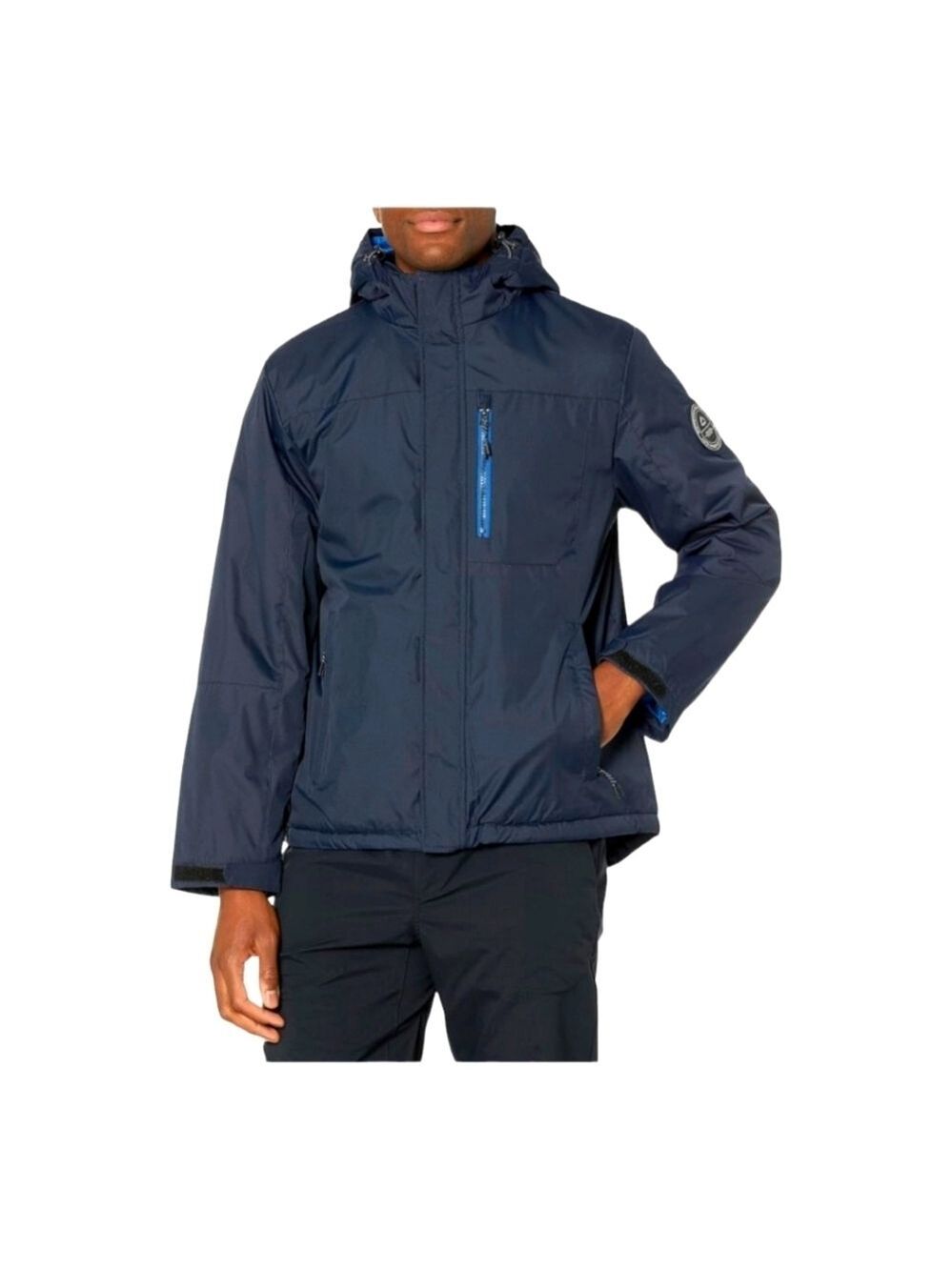 HFX Hooded Midnight Blue Performance Jacket Size Medium EUC with one tiny flaw